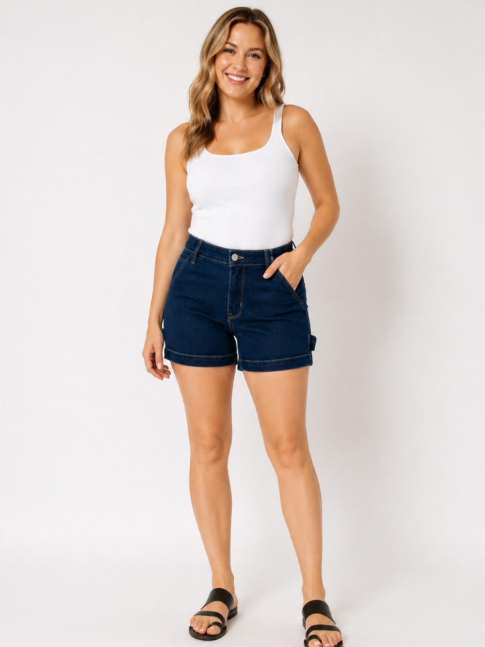 Judy Blue Dark Wash Denim Utility Shorts
